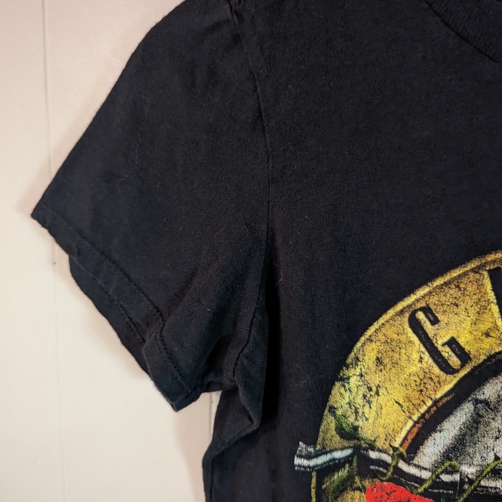 Guns & Roses Black Cotton t-Shirt Bravado Woman Fits Small - Picture 2 of 5